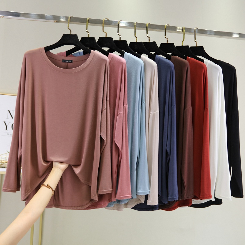 Stella Fashion Women Muslimah Plus Size Bottoming Shirt Modal long Sleve Blouse Loose Top