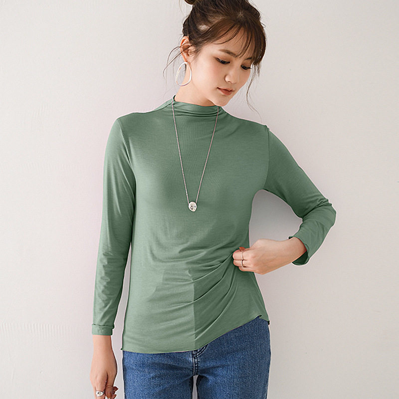 Stella Fashion Modal Long-Sleeve T-Shirt Women Muslim Half-High Collar Slim Plus Size Blouse Inside The Bottoming Shirt