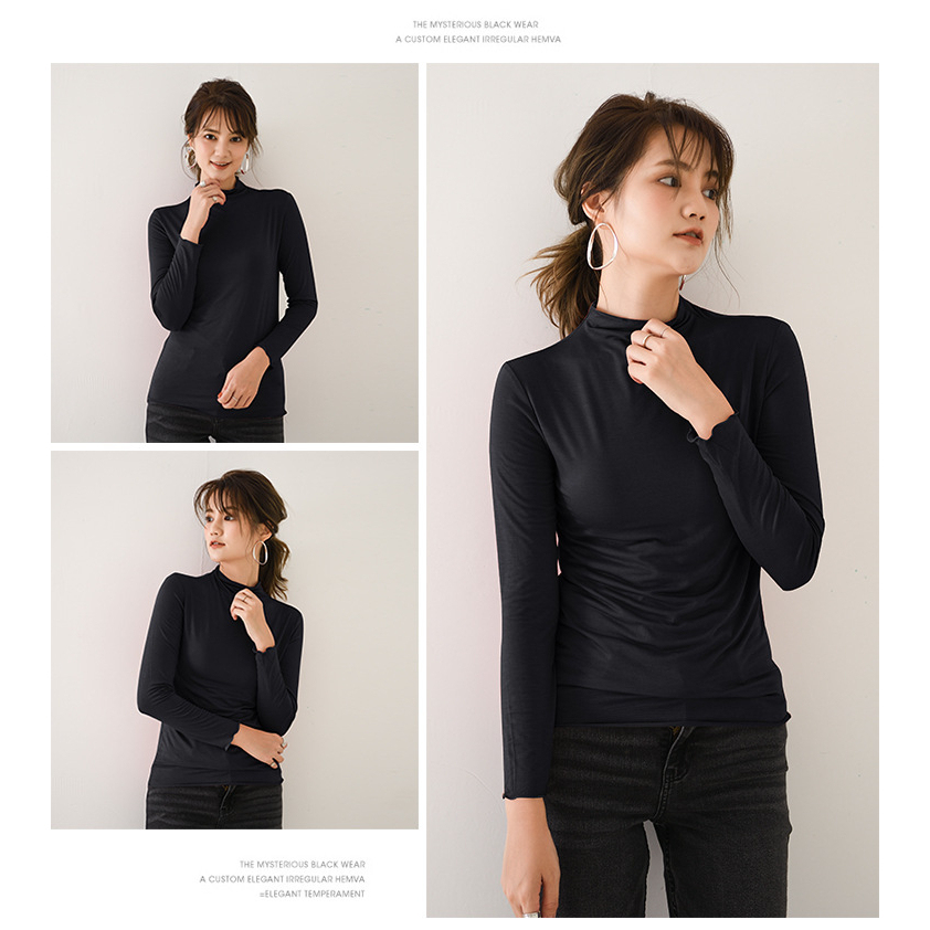 Stella Fashion Modal Long-Sleeve T-Shirt Women Muslim Half-High Collar Slim Plus Size Blouse Inside The Bottoming Shirt
