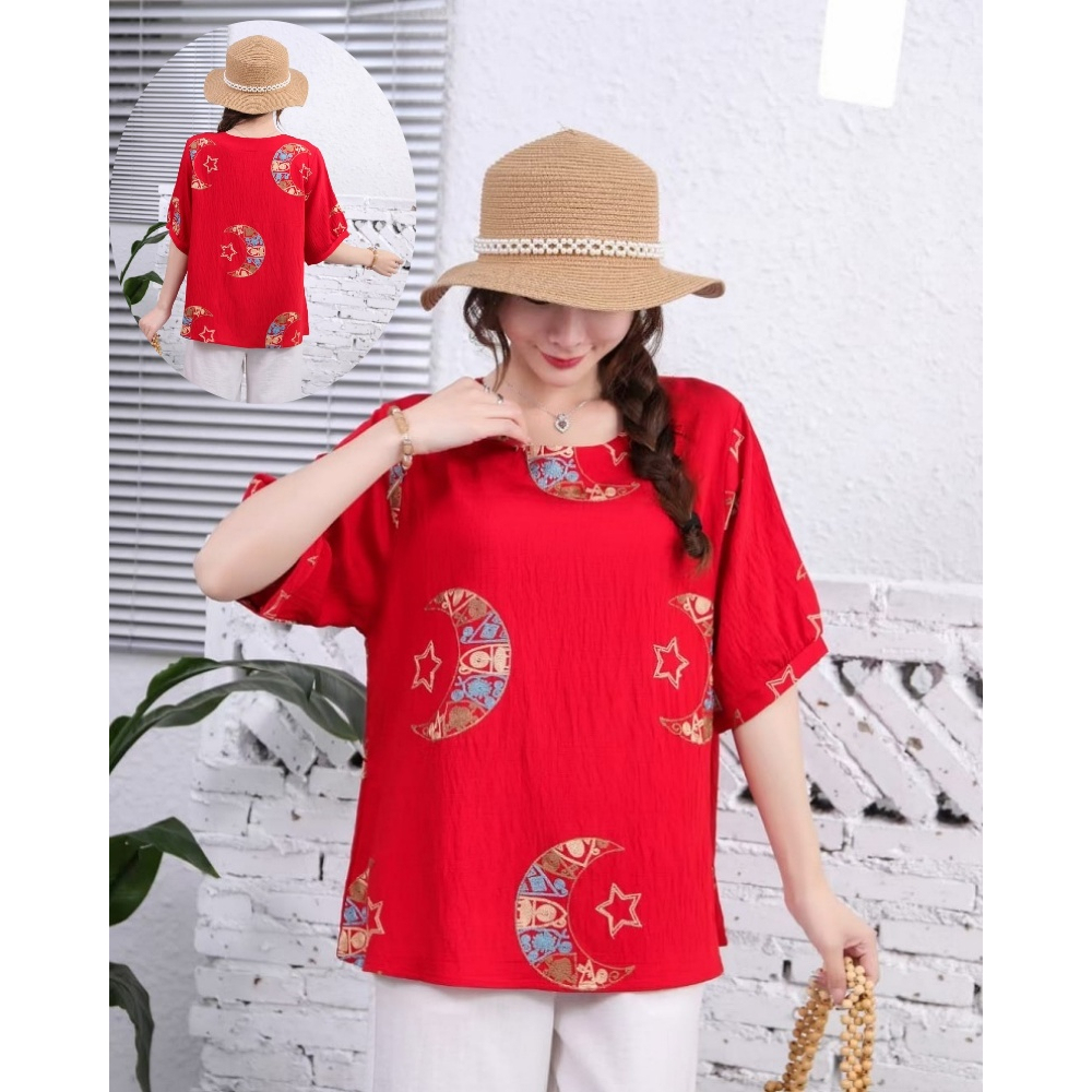 Stella Fashion Middle aged and elderly Ladies Blouse Plus Size Women R