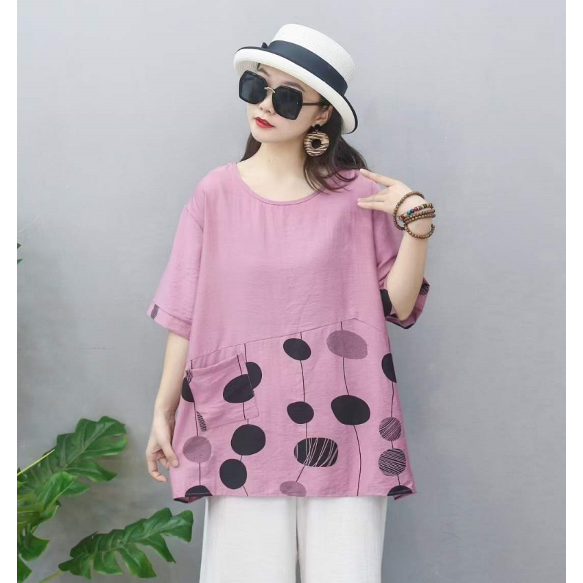 Stella Fashion Summer Middle -Age Women Blouse Plus size short sleeve