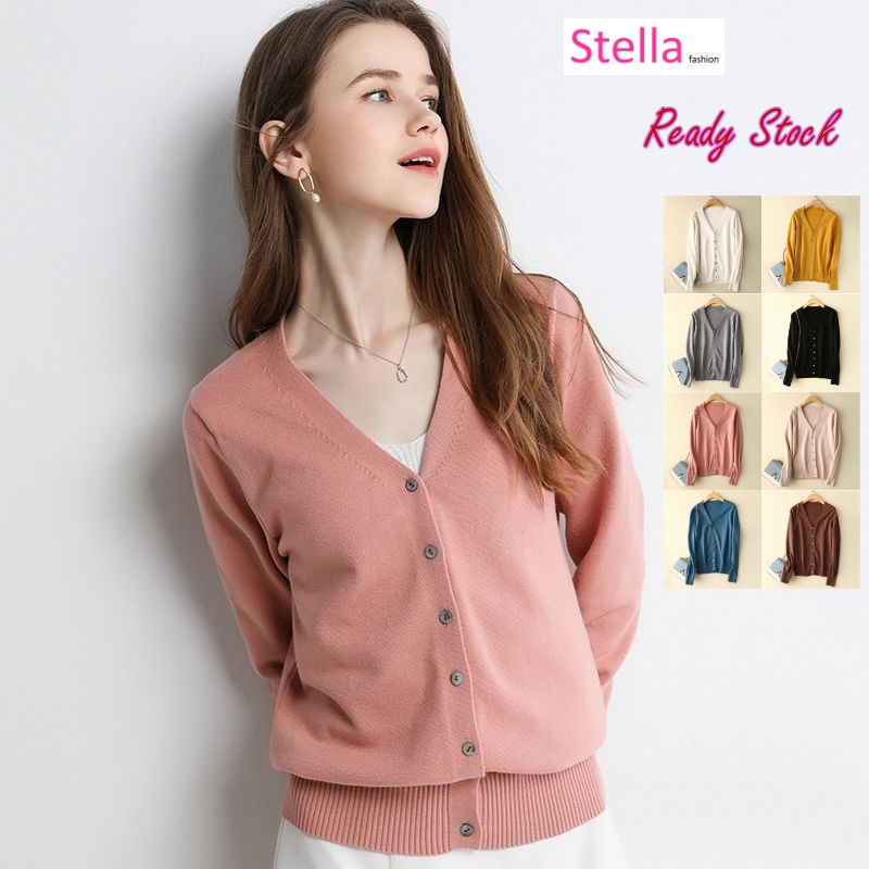 [Stella Fashion] Long Sleeve Cardigan for Ladies working In the aircon Room 95% Cotton
