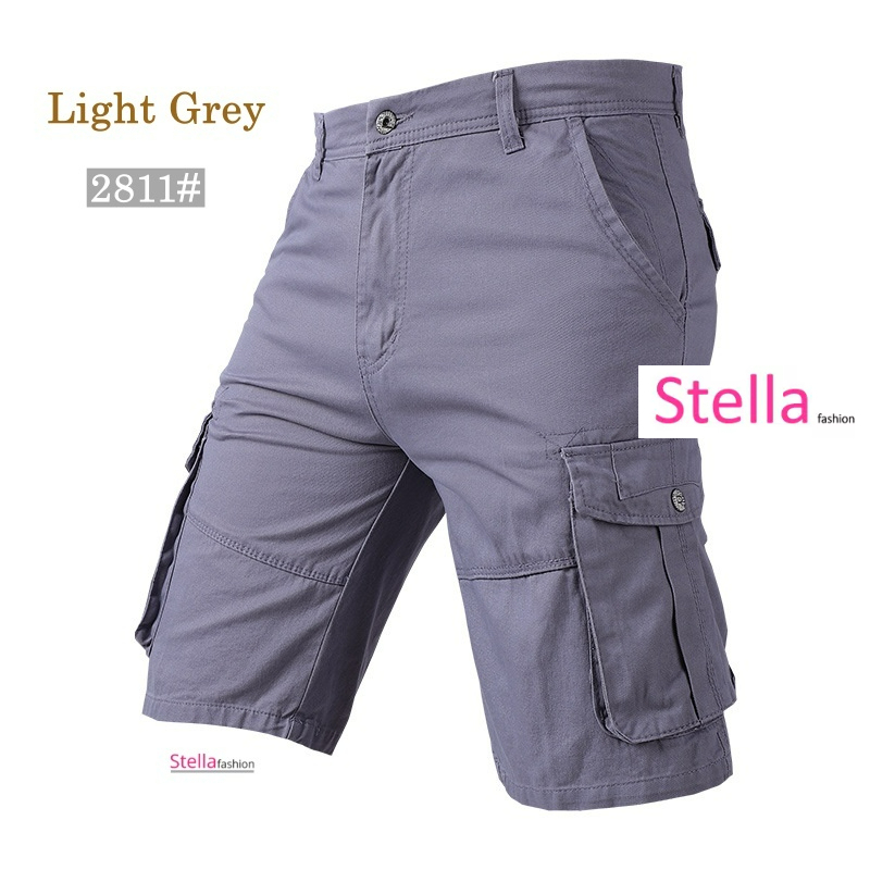 Stella Fashion Men Cotton bermuda Cargo Pants Summer Pocket Pants Plain Casual Short Pants for Men