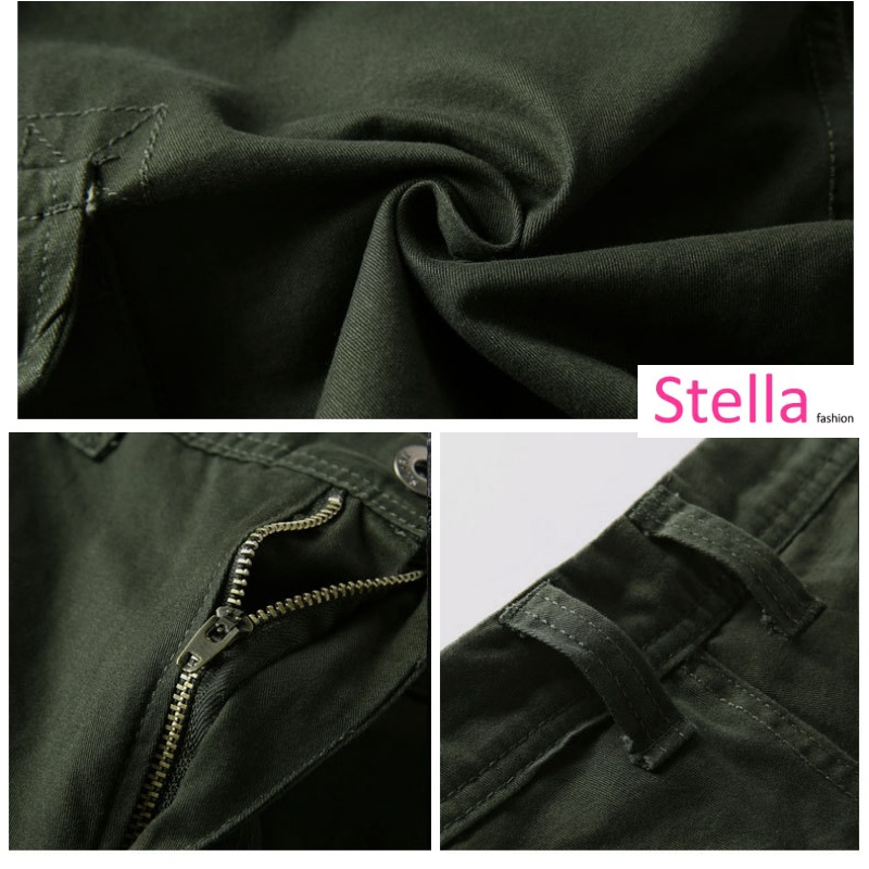 Stella Fashion Men Cotton bermuda Cargo Pants Summer Pocket Pants Plain Casual Short Pants for Men-Stella's Fashion