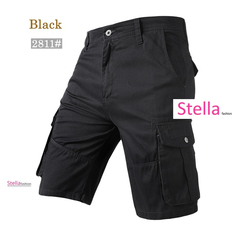 Stella Fashion Men Cotton bermuda Cargo Pants Summer Pocket Pants Plain Casual Short Pants for Men