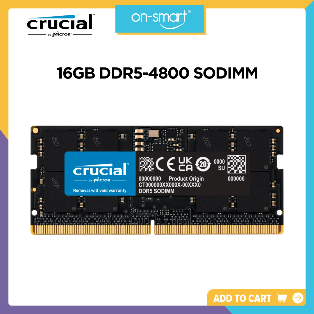 Crucial 16GB DDR5-4800 SODIMM CT16G48C40S5 - OnSmart