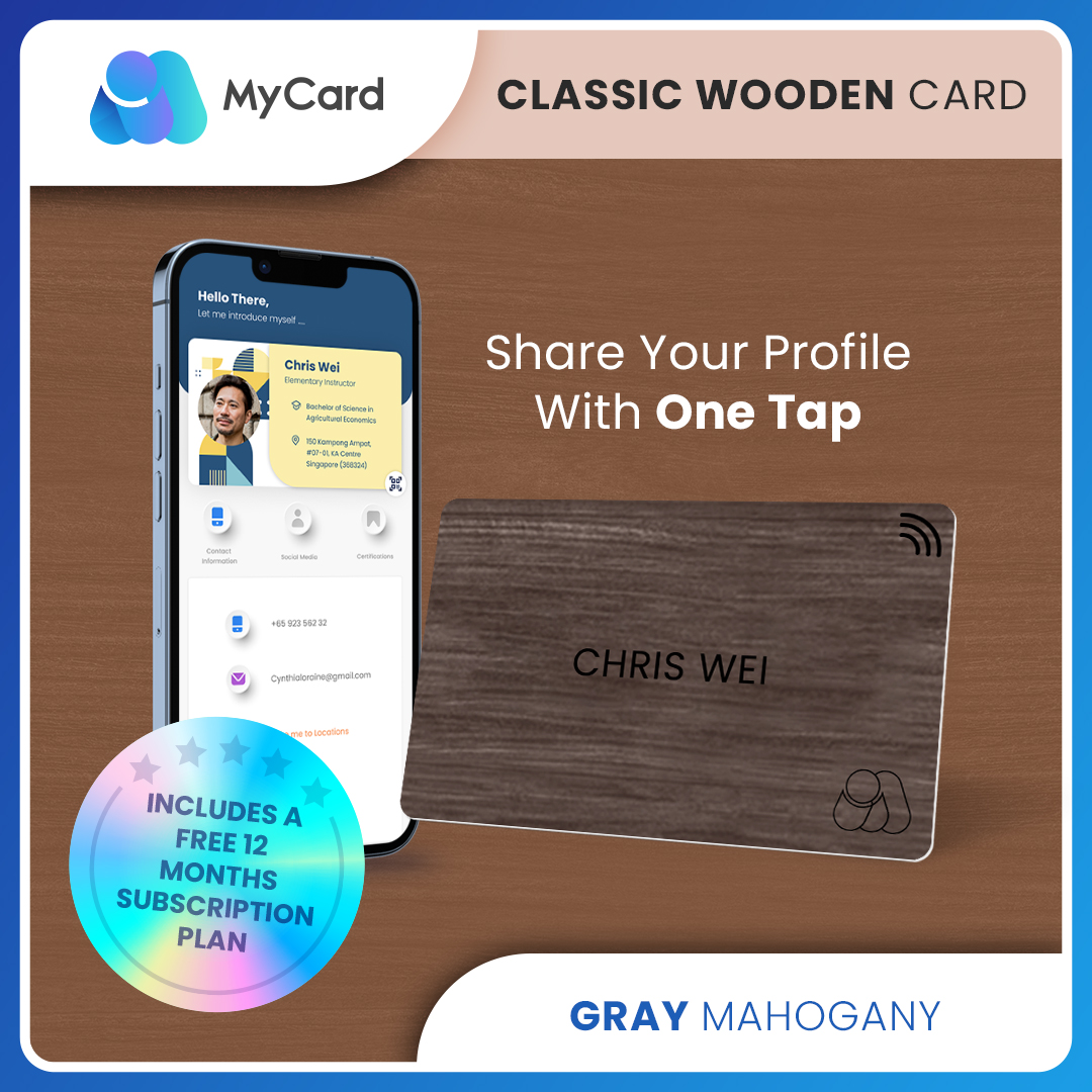 Classic Wooden MyCard [Grey Mahogany] (Personalized with Name)