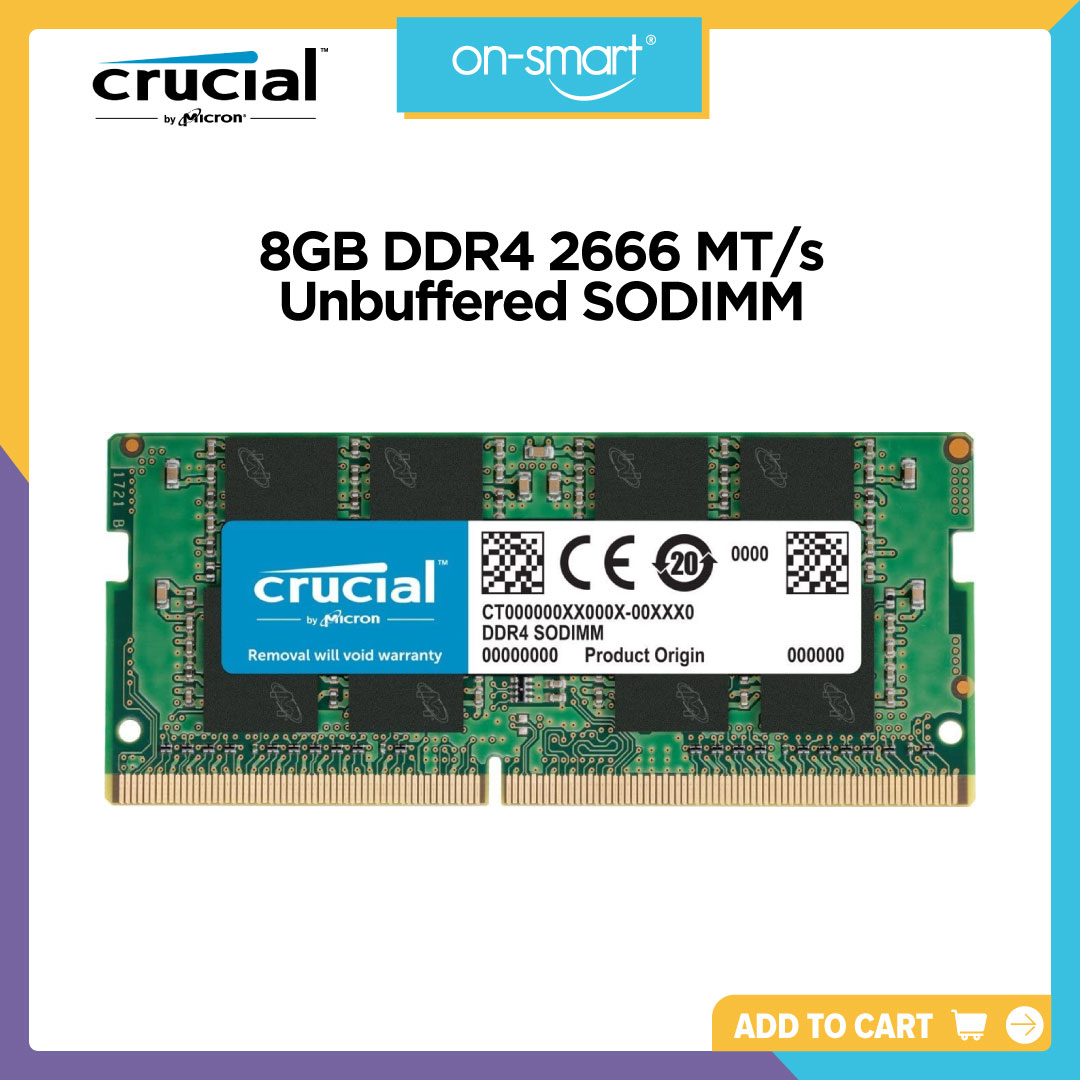 Crucial 8GB DDR4 2666 MT/s Unbuffered SODIMM CT8G4SFS8266