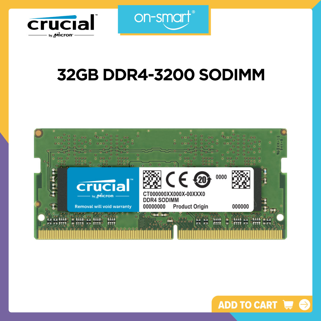Crucial 32GB DDR4-3200 SODIMM CT32G4SFD832A - OnSmart