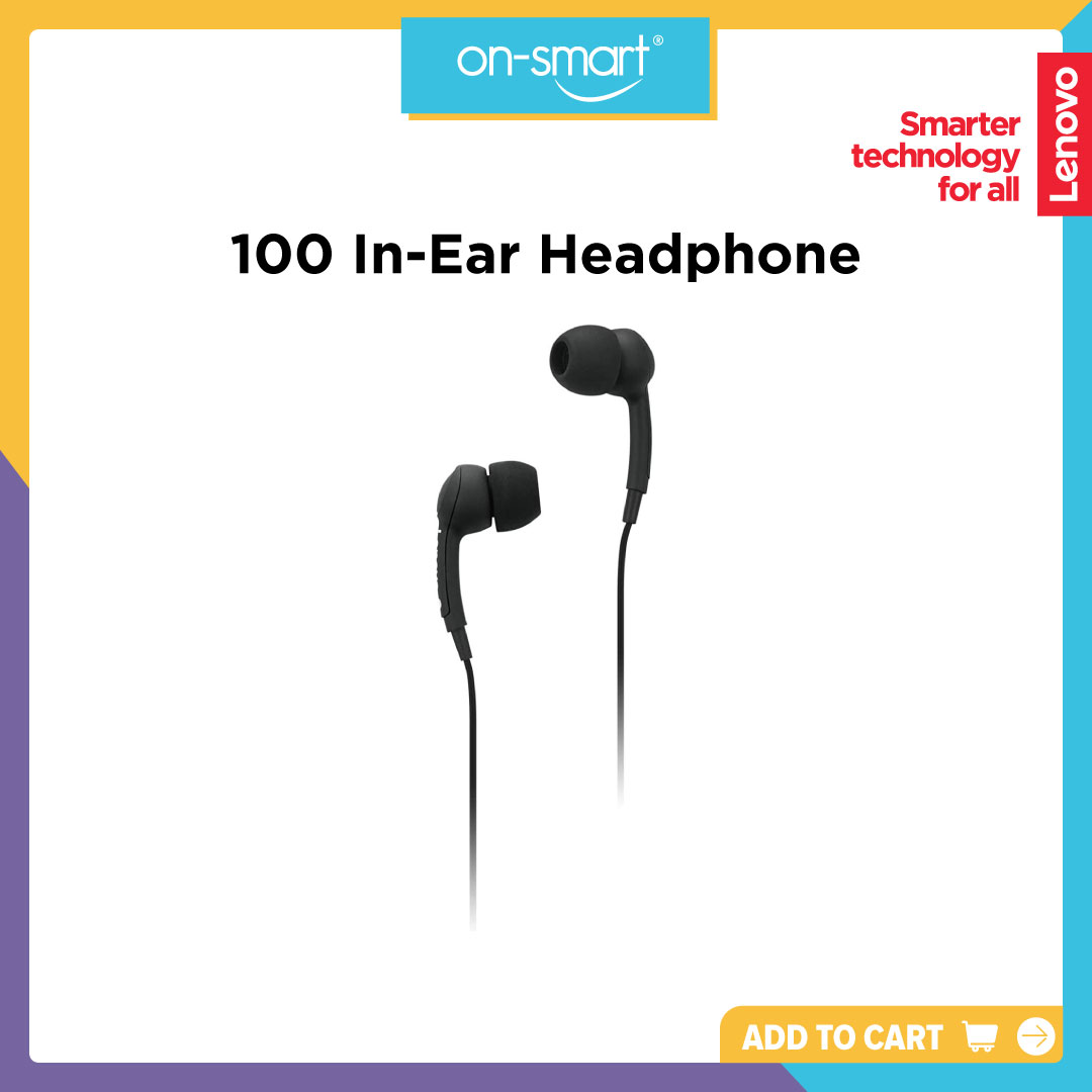 Lenovo 100 In-Ear Headphone - Black - OnSmart