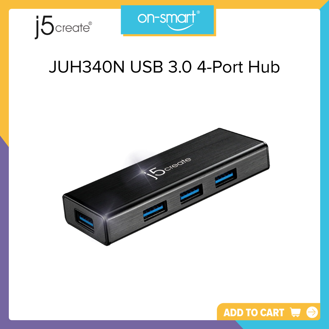 j5Create JUH340N USB 3.0 4-Port Hub (No Power Adaptor) - OnSmart