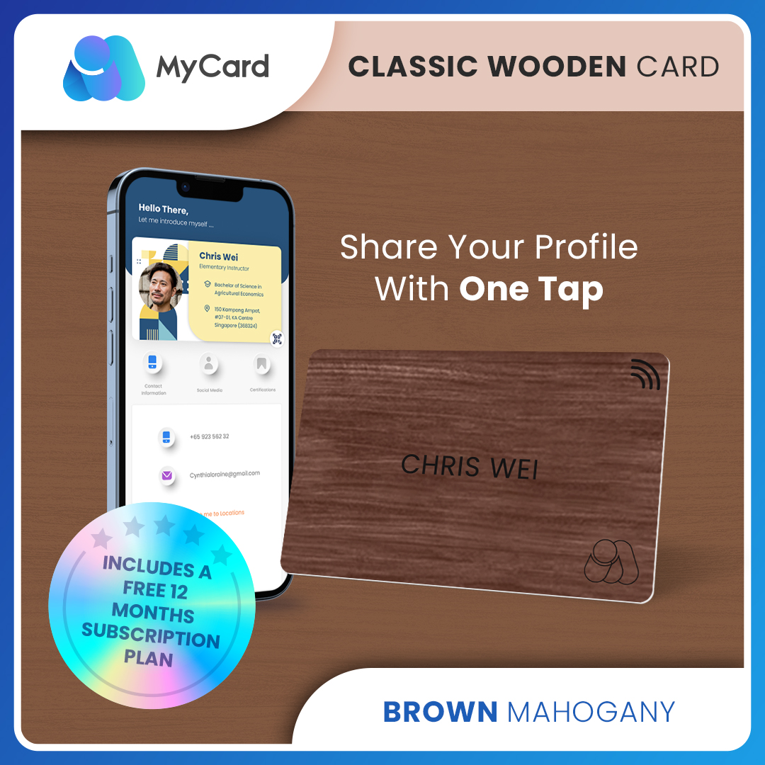 Classic Wooden MyCard [Brown Mahogany] (Personalized with Name)