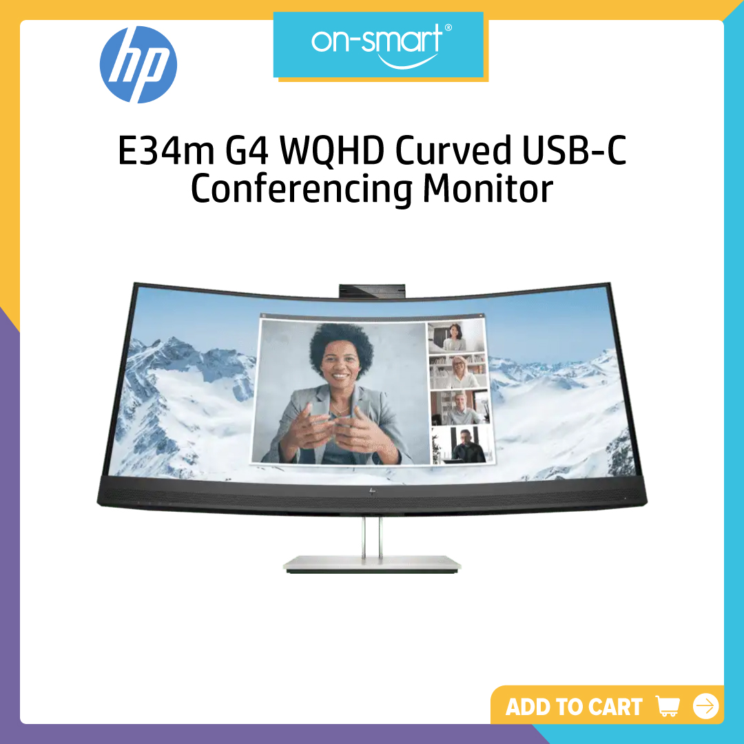 HP E34m G4 WQHD Curved USB-C Conferencing Monitor - OnSmart