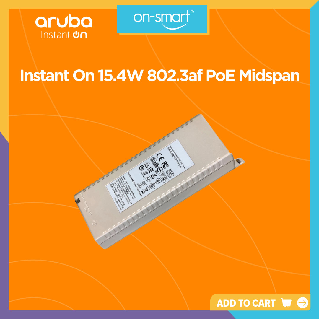 Aruba Instant On 15.4W 802.3af PoE Midspan - OnSmart