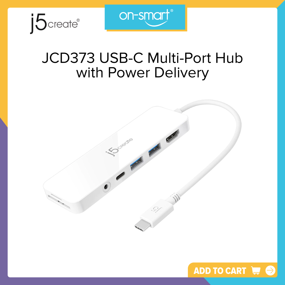 j5Create JCD373 USB-C Multi-Port Hub with Power Delivery - OnSmart