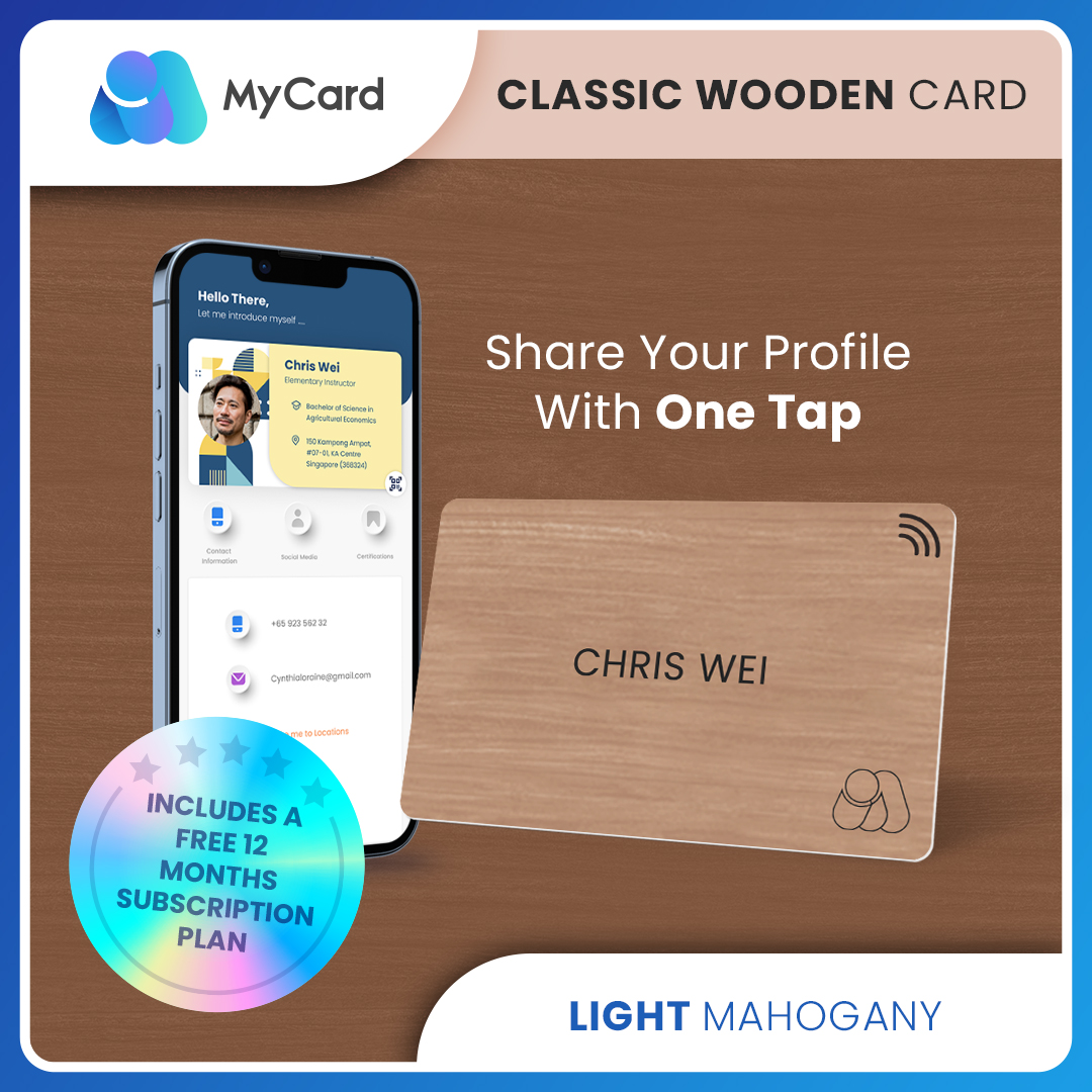 Classic Wooden MyCard [Light Mahogany] (Personalized with Name) - OnSmart
