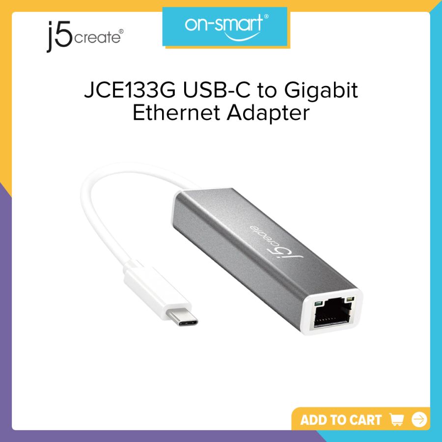 j5Create JCE133G USB-C to Gigabit Ethernet Adapter - OnSmart