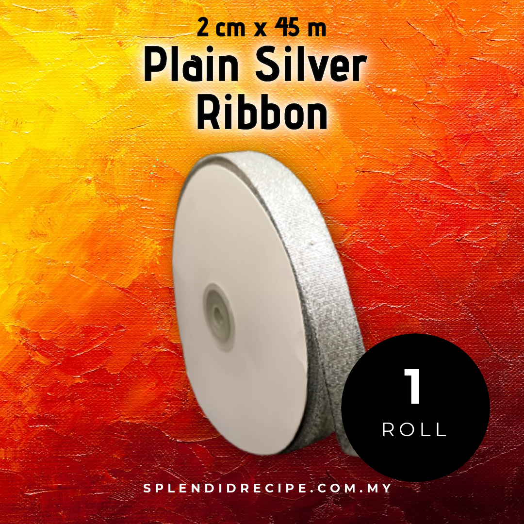 2.5cm x 45m Silver Happy Birthday Ribbon (1 roll)