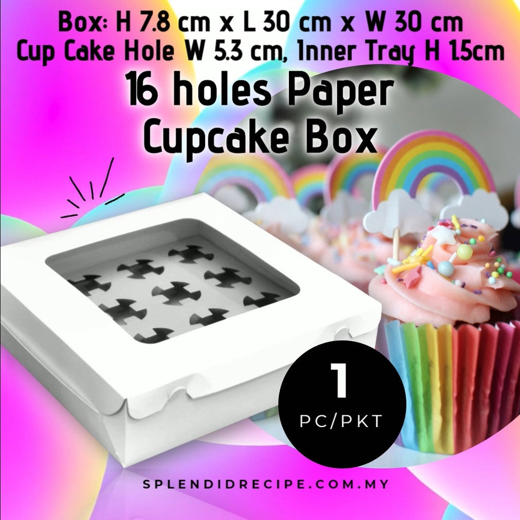 16 Hole Paper Cupcake Box with Window (1 pc)