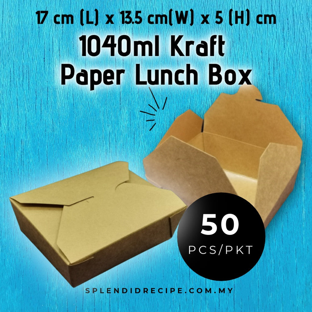 1040ml Kraft Paper Lunch Box (50pcs)