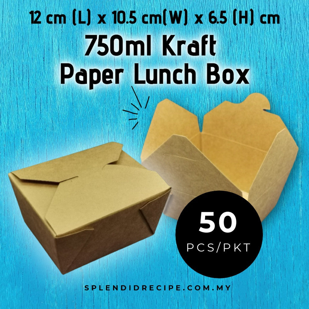 750ml Kraft Paper Lunch Box (50pcs)