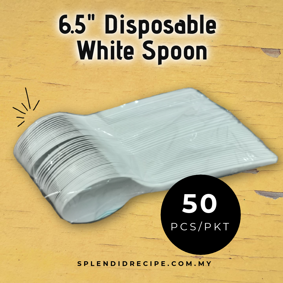 6.5" Disposable White Spoon / Fork (50 pcs)