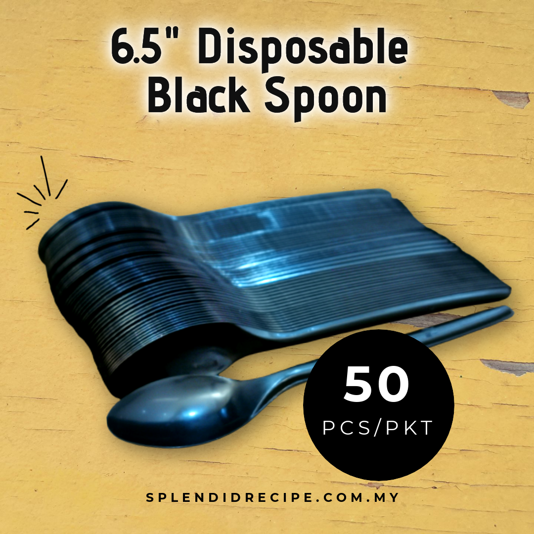 6.5" Disposable Black Spoon / Fork (50 pcs)