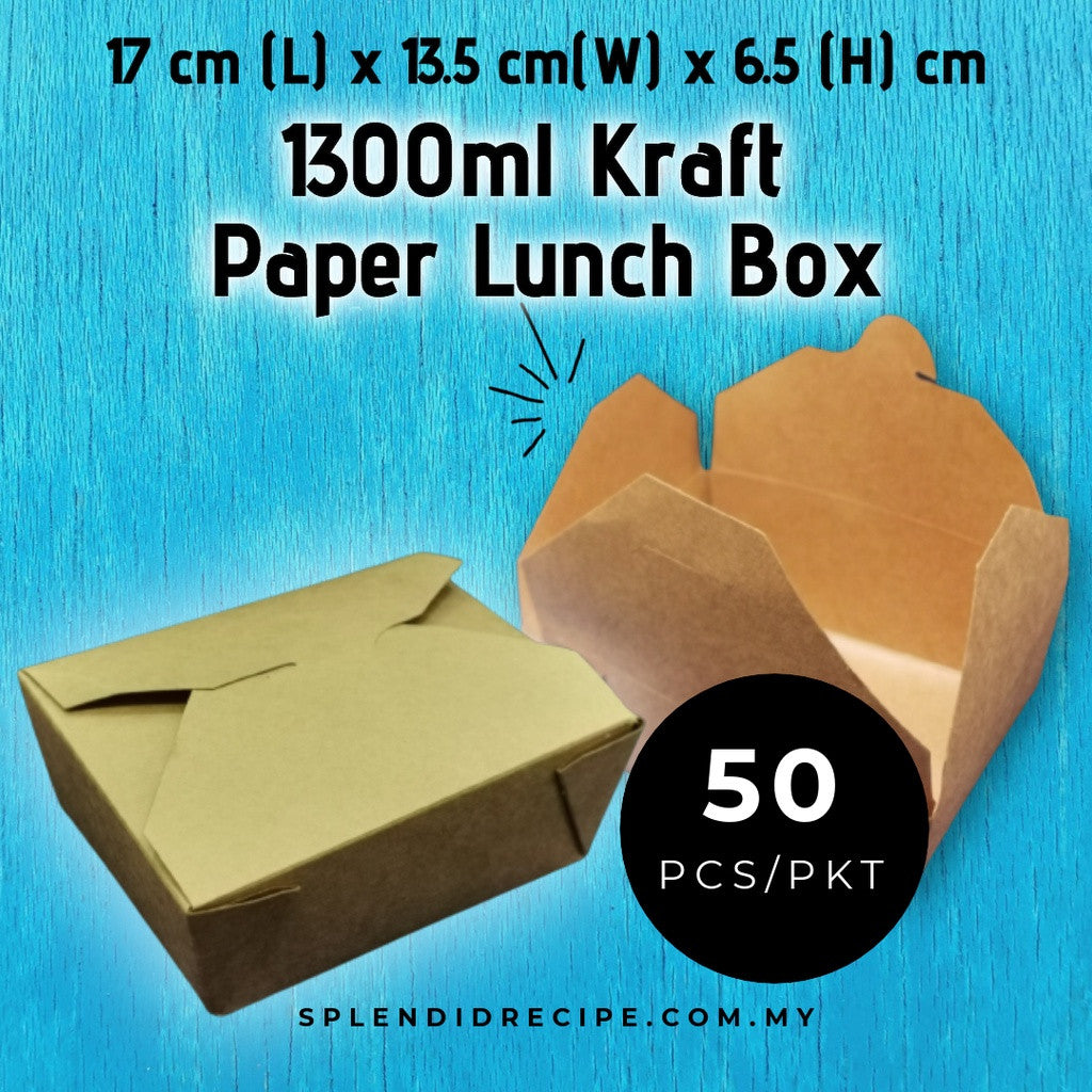1300ml Kraft Paper Lunch Box (50pcs)
