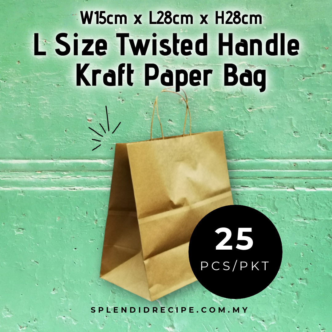 L Size Twisted Handle Kraft Paper Bag (25 pcs)