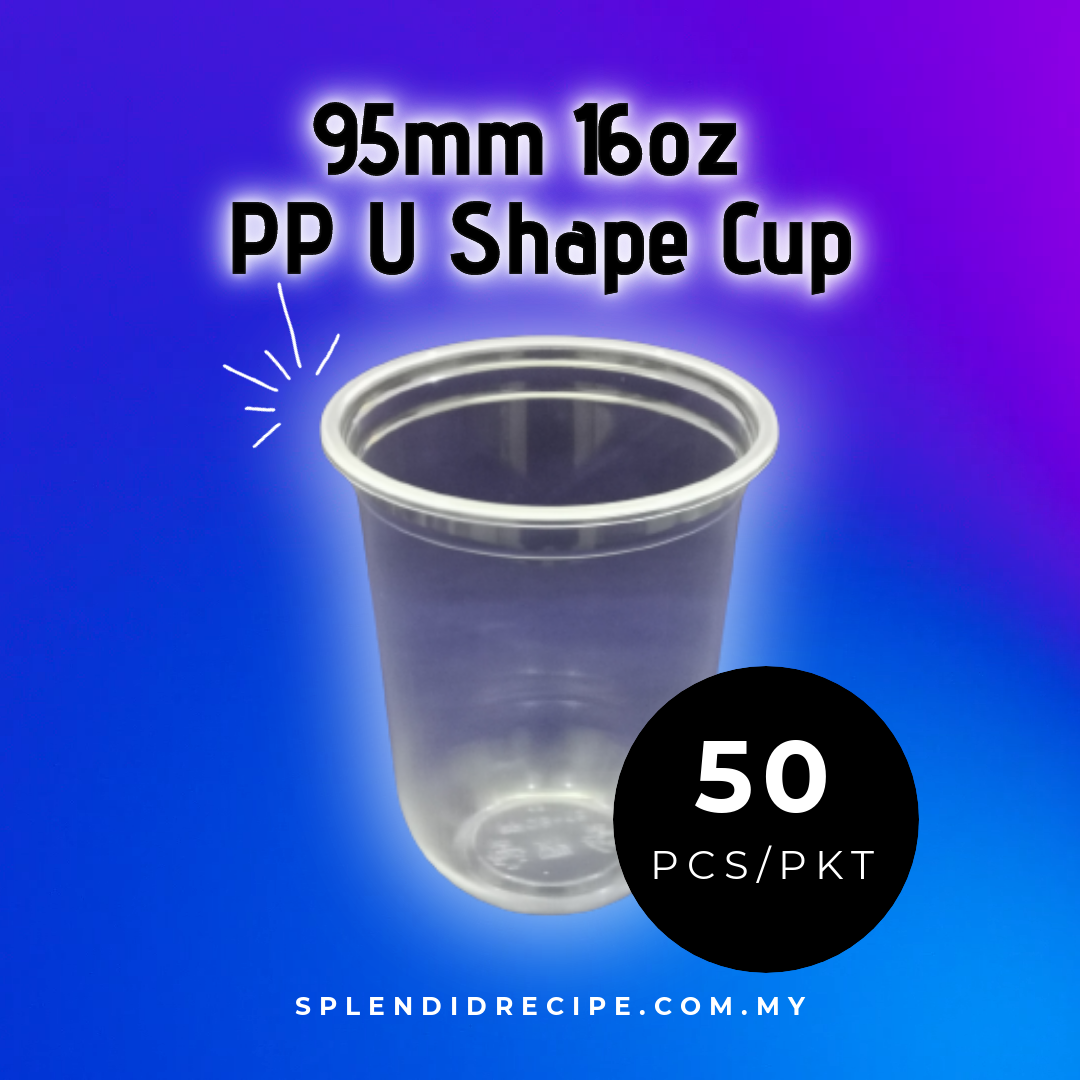 Bubble Tea Cups 16oz PP U-Rim Cold Cups (95mm)