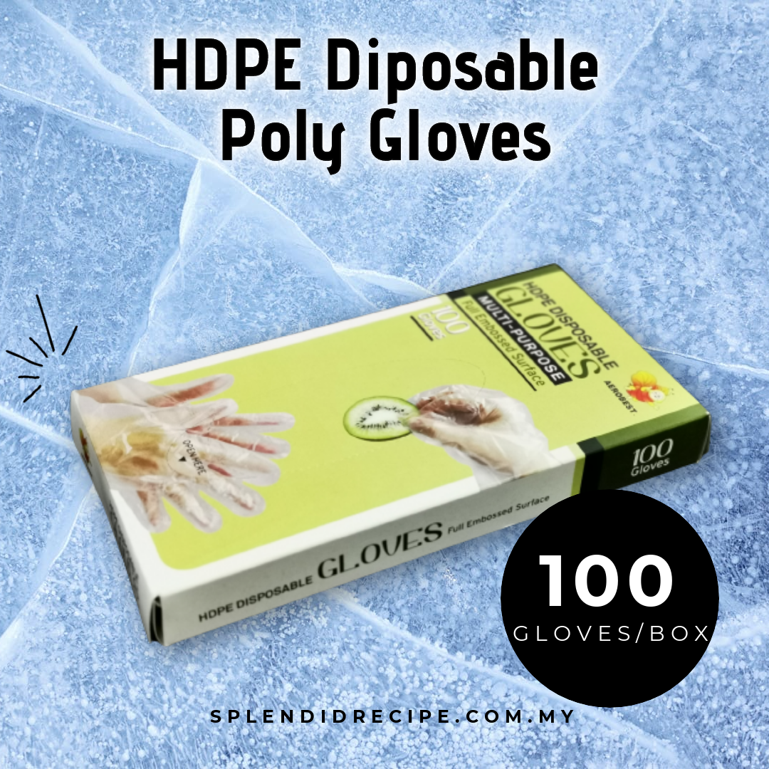 Multi-Purpose HDPE Disposable Poly Glove Free Size Full Embossed Surface (100pcs)