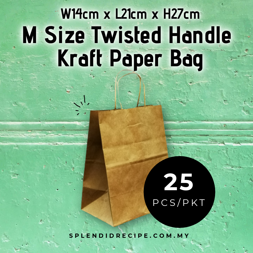 M Size Twisted Handle Kraft Paper Bag (25 pcs)
