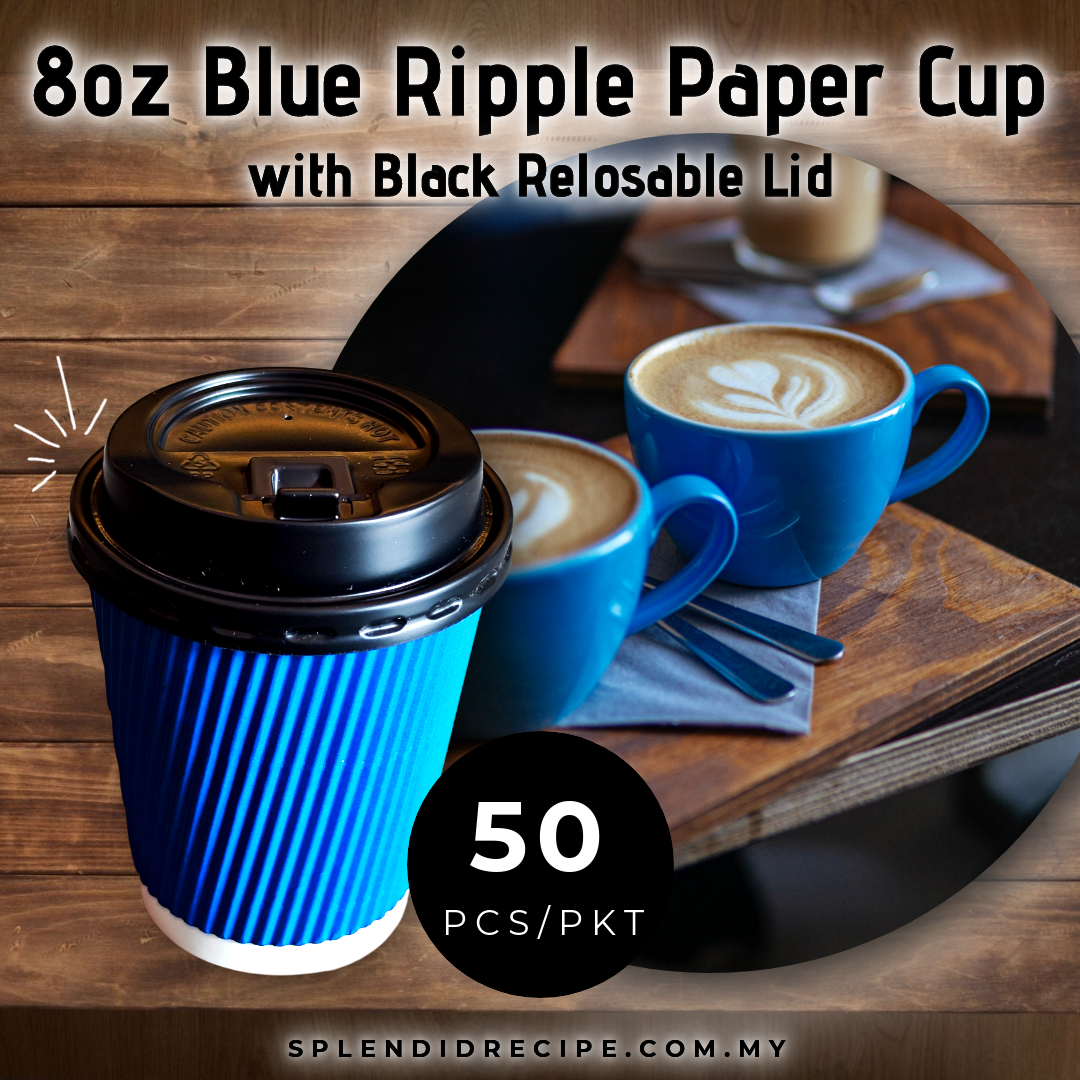 8oz Blue/Red/Green Ripple Paper Cup With Reclosable Lid (50 pcs)