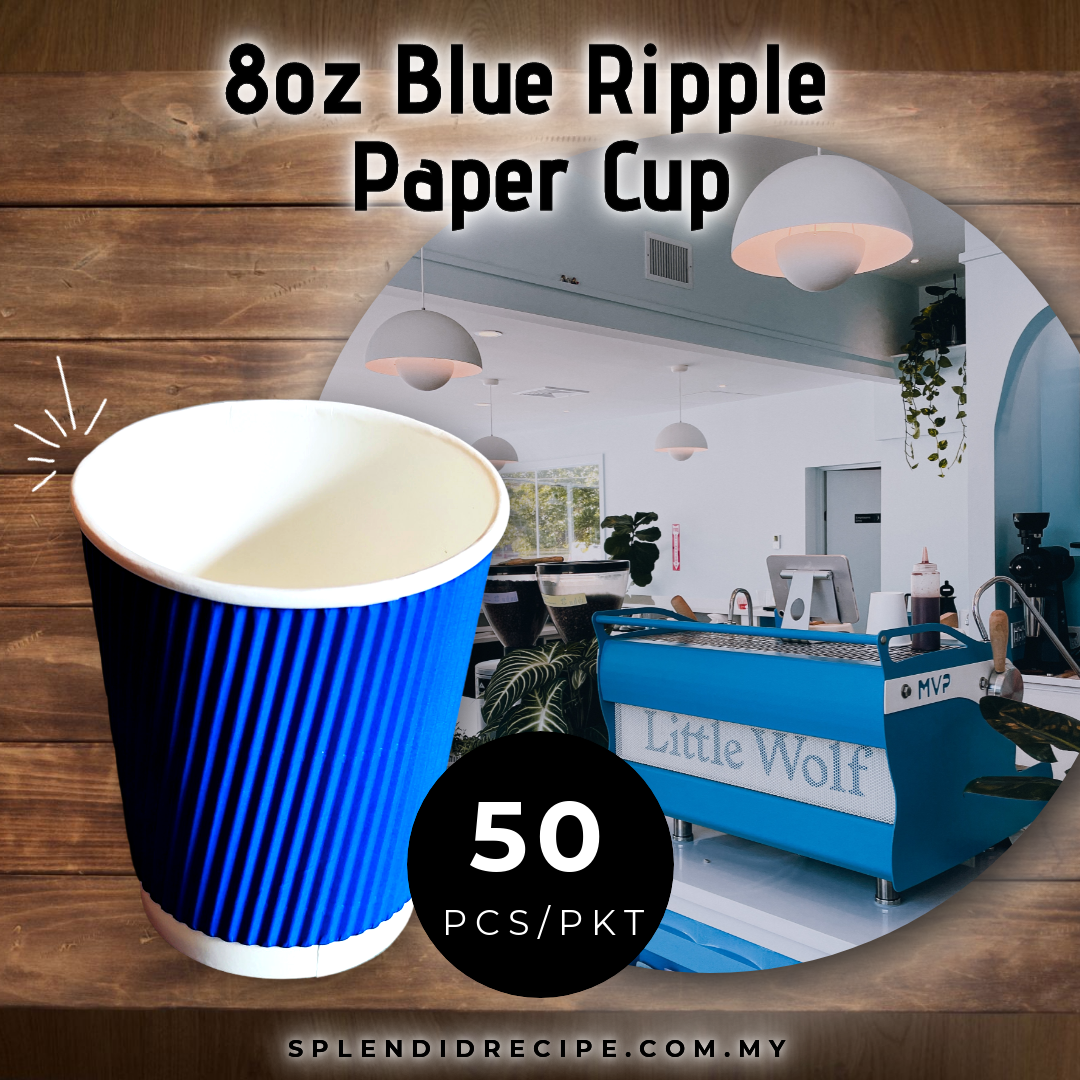 8oz Blue/Red/Green Ripple Paper Cup With Reclosable Lid (50 pcs)