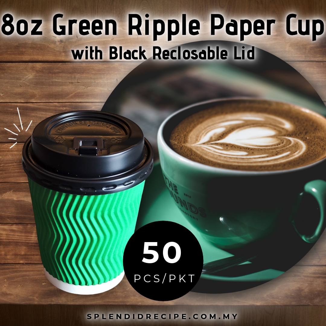 8oz Blue/Red/Green Ripple Paper Cup With Reclosable Lid (50 pcs)