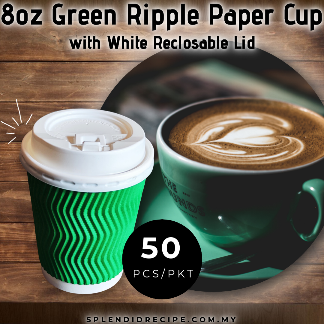 8oz Blue/Red/Green Ripple Paper Cup With Reclosable Lid (50 pcs)