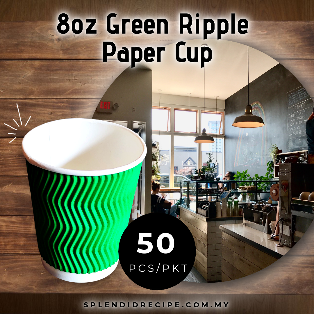 8oz Blue/Red/Green Ripple Paper Cup With Reclosable Lid (50 pcs)