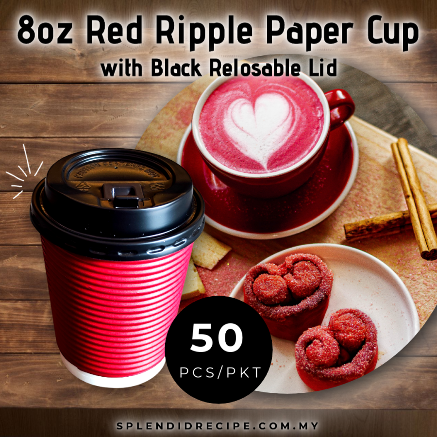 8oz Ripple Paper Cups with Reclosable Lids (50 pcs)