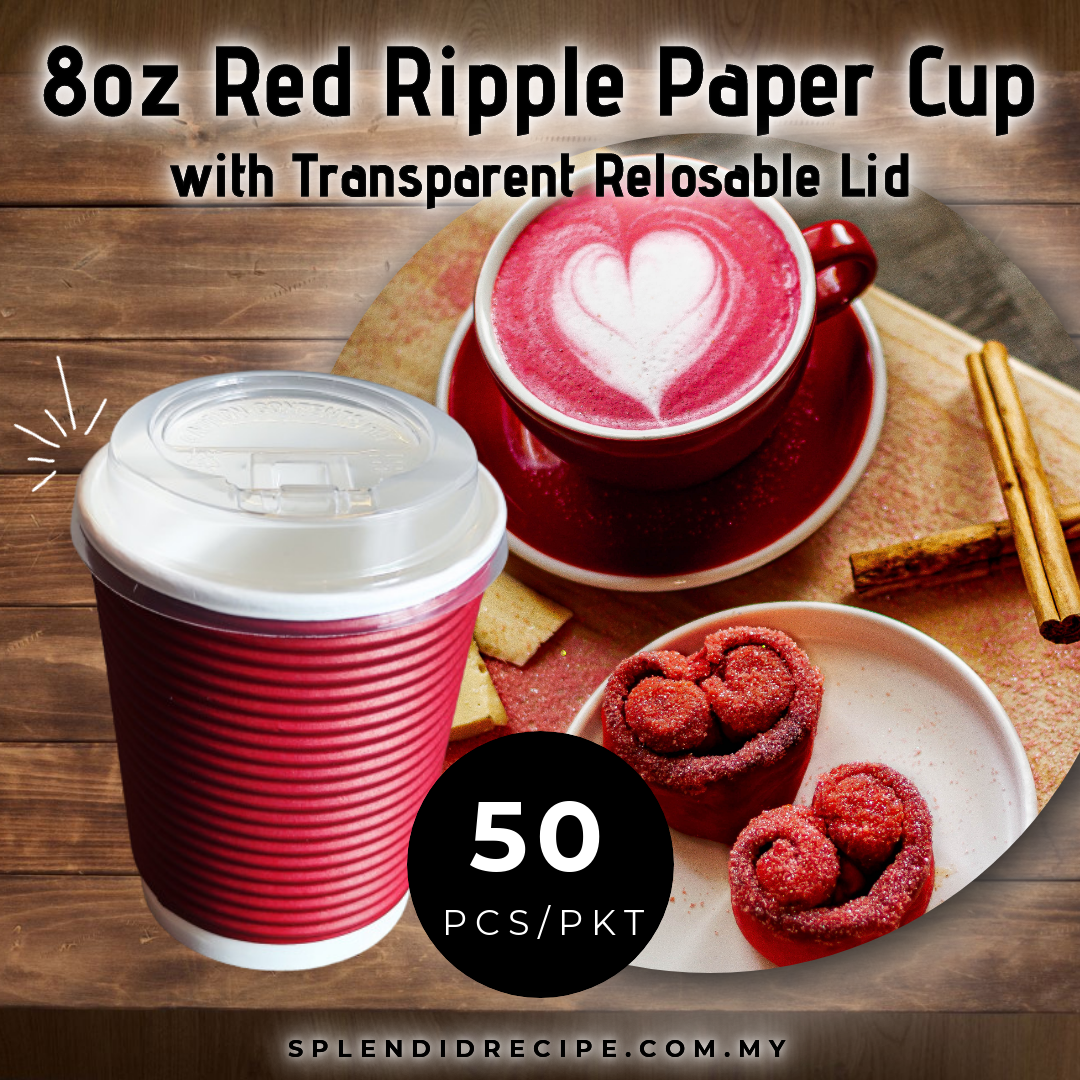 8oz Blue/Red/Green Ripple Paper Cup With Reclosable Lid (50 pcs)
