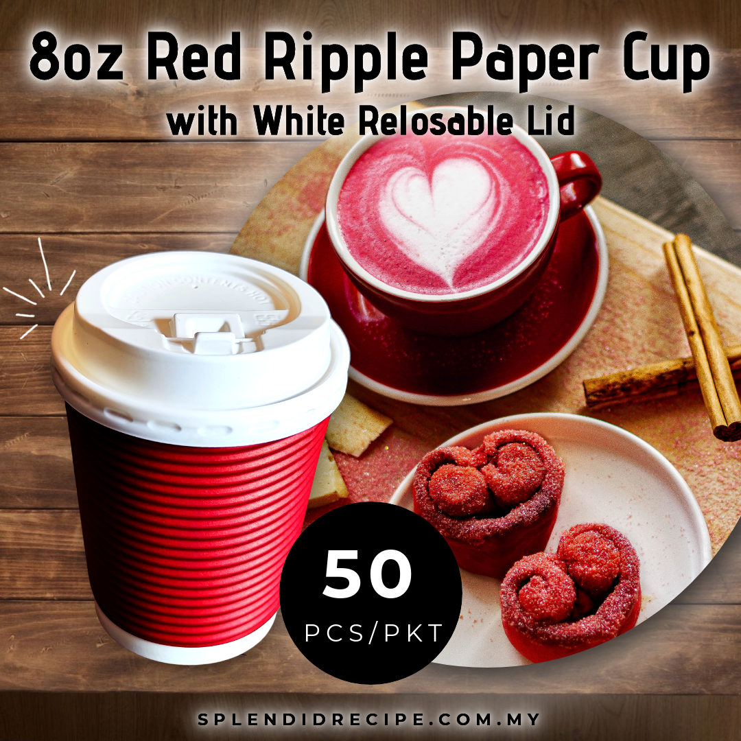 8oz Blue/Red/Green Ripple Paper Cup With Reclosable Lid (50 pcs)