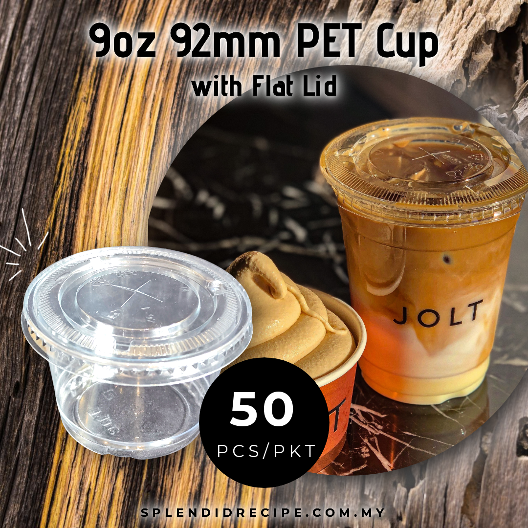 92mm PET Cup with Flat PET Lid (50 pcs)