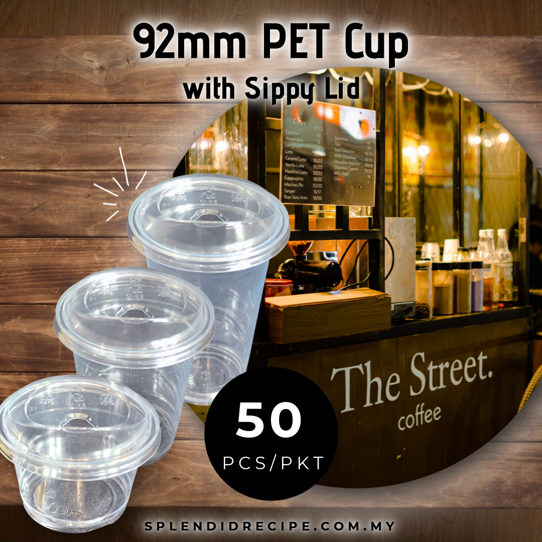 92mm PET Cup with Sippy PET Lid (50 pcs)