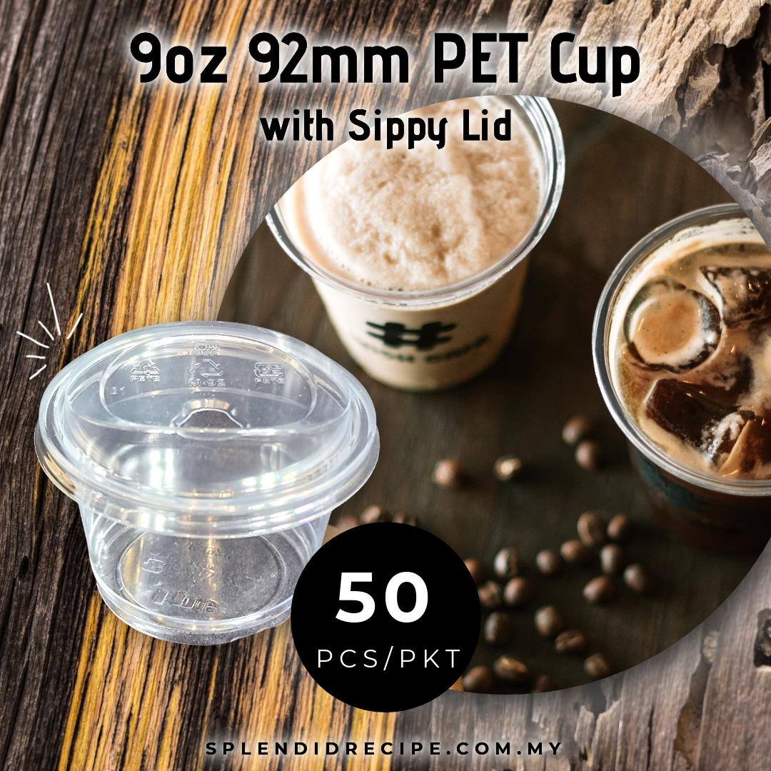 92mm PET Cup with Sippy PET Lid (50 pcs)