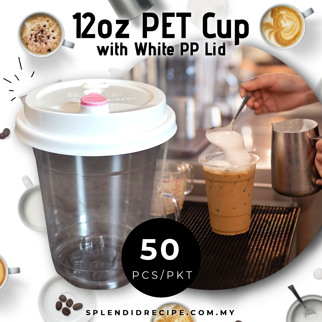 12oz/16oz/22oz PET Cup with 95mm White PP Lid (50 pcs)