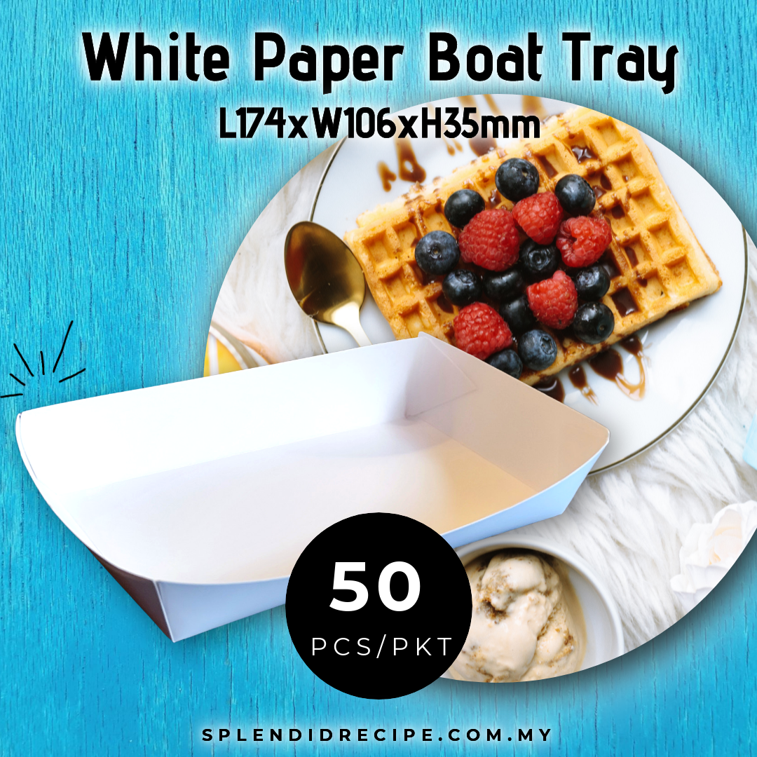 Big Tree Kraft / White Paper Boat Tray L174 x W106 x H35mm (50 pcs)