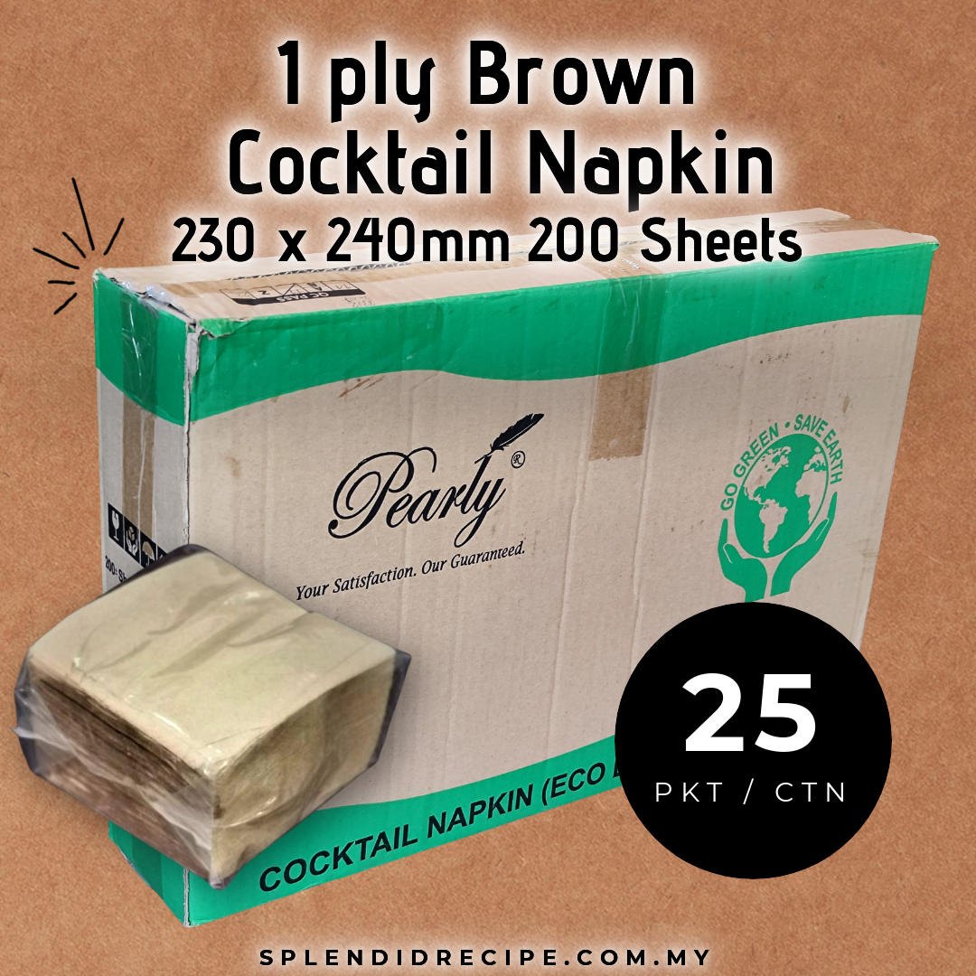 1 ply Cocktail Napkin Virgin Pure Pulp Brown / White (1 ctn)