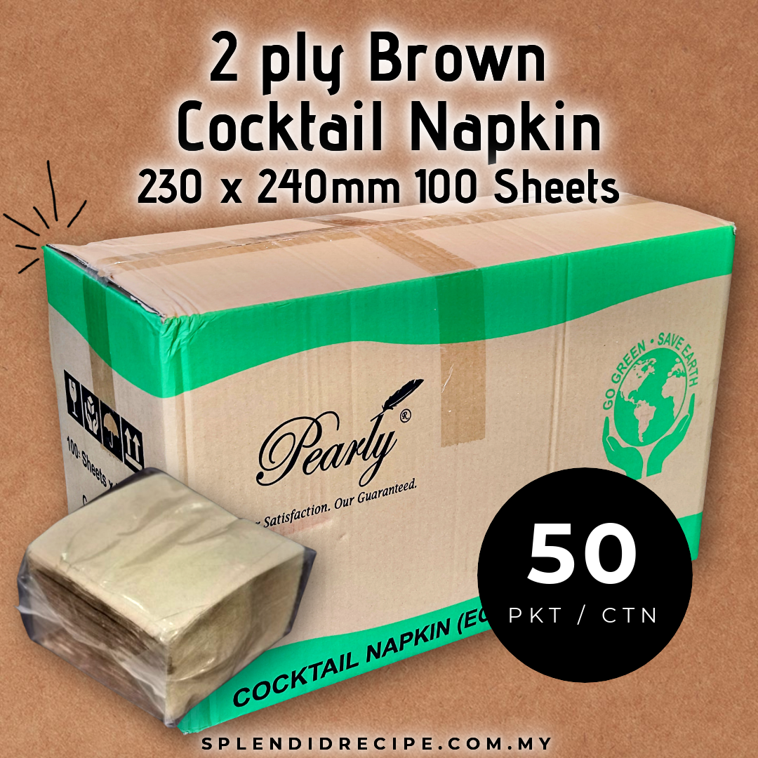 2 ply Cocktail Napkin Virgin Pure Pulp Brown / White (1 ctn)