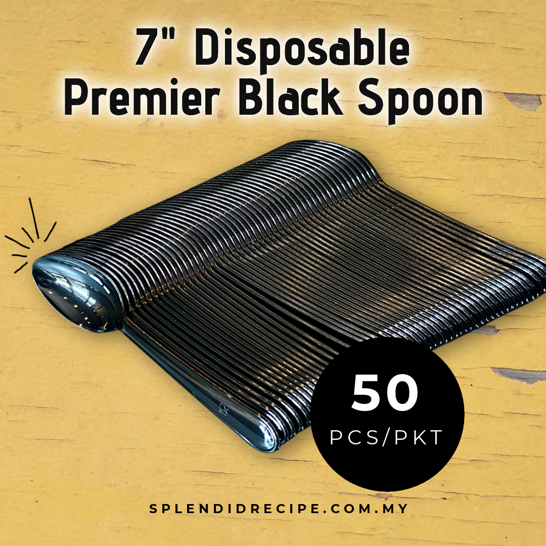 7" Disposable Premier Black Spoon / Fork / Knife (50 pcs)