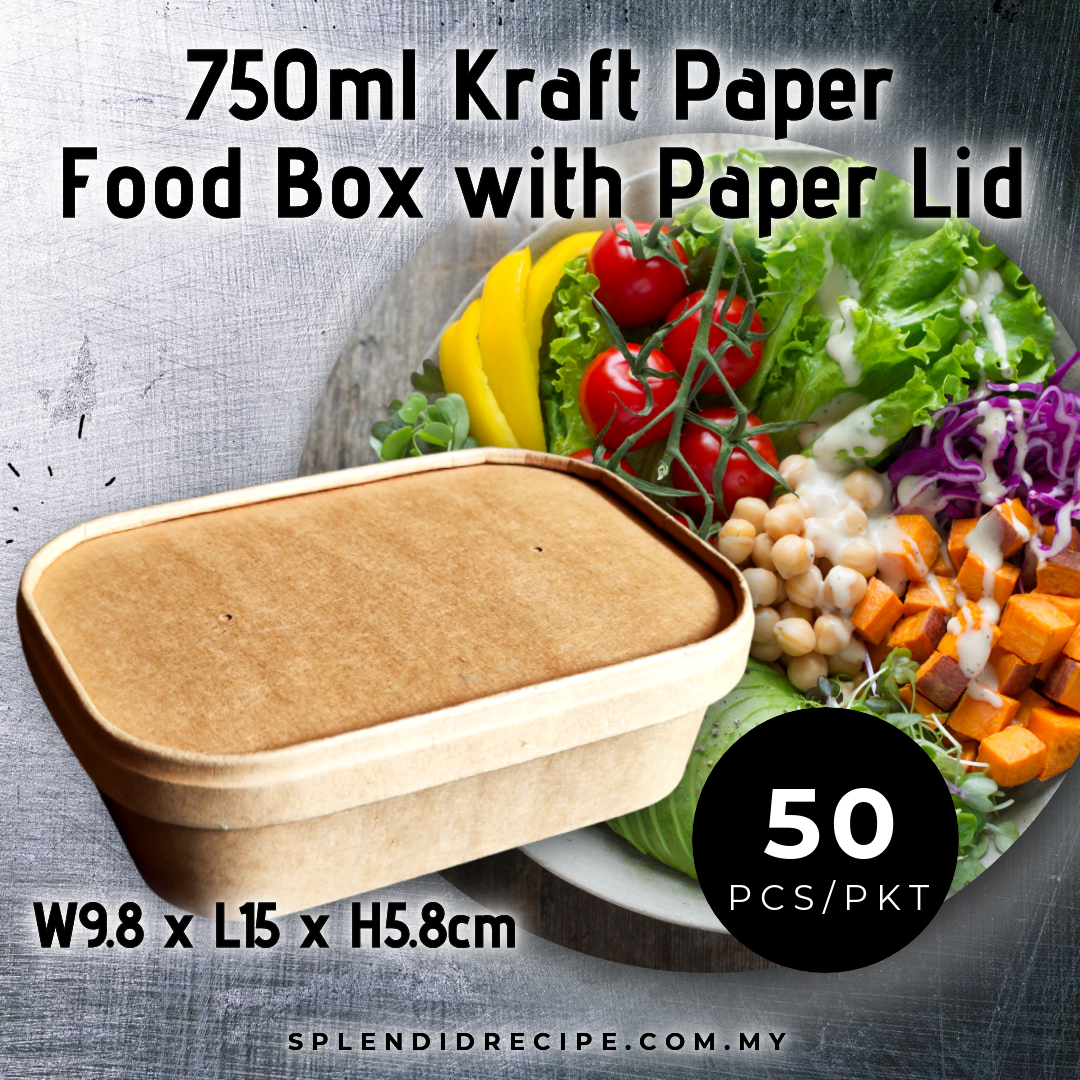 Kraft Paper Food Box with PP/Paper Lid (50pcs)