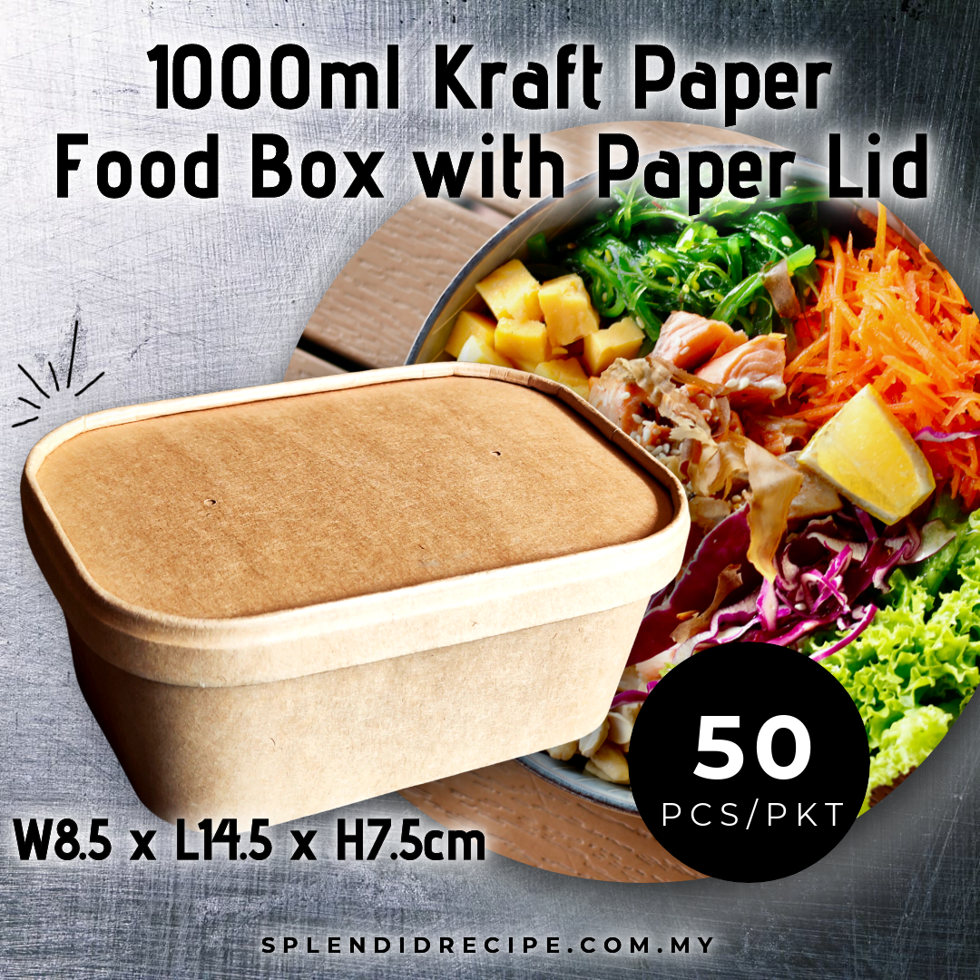 Kraft Paper Food Box with PP/Paper Lid (50pcs)